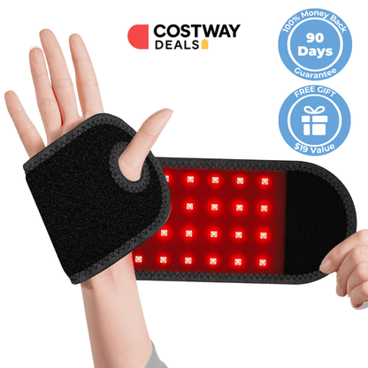 Red light therapy wrist wrap for wrist and finger pain relief.