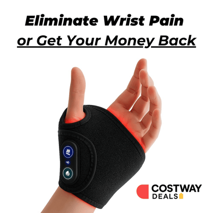 Red light therapy wrist wrap for wrist and finger pain relief.