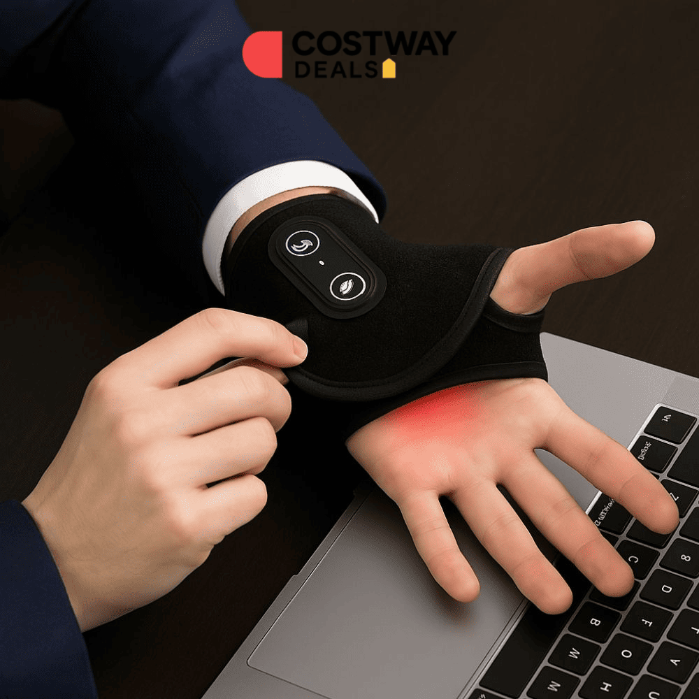 Red light therapy wrist wrap for wrist and finger pain relief.